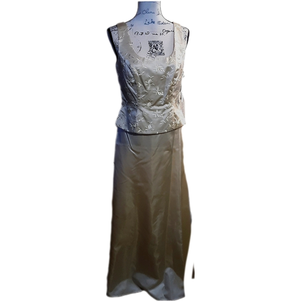 NWT BARI JAY 2 PC FORMAL GOWN DRESS GOLD  BUTTON BACK MAXI SKIRT FROM DILLARDS